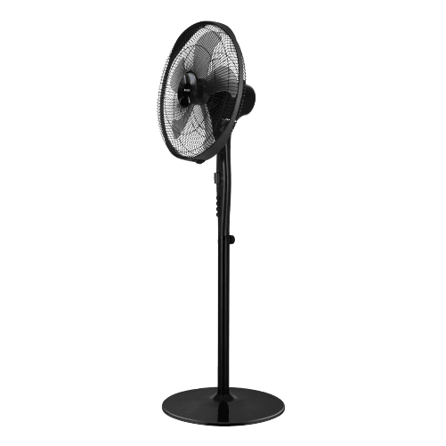 GREE Black Stand Fan | 5-Blade Design | Tilt Angle |  Compact Design |  Simple Control Panel |  Stable Base |  Timer |  Thick Grille |  Copper Motor |