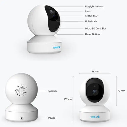 Reolink E Series E330 E1 Pro - 4MP Indoor Security Camera, Person/Pet Detection, Auto Tracking, 2.4/5 GHz Wi-Fi, Two-Way Audio