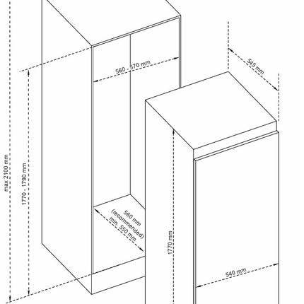 DAEWOO FREEZER BUILT IN NON FROST 177CM