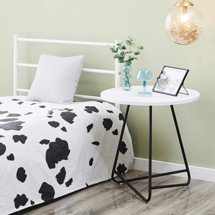 Nordic Round Coffee Table – White Top, Black Legs