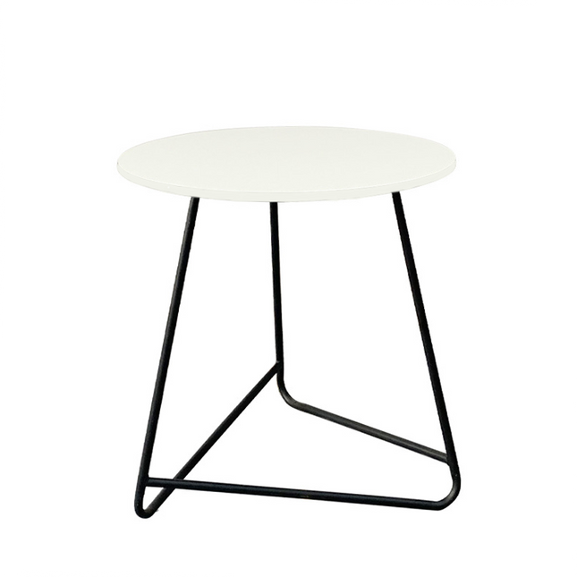 Nordic Round Coffee Table – White Top, Black Legs