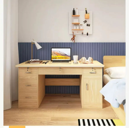 Office Desk – Scratch-Resistant Wooden Desk with Lockable Multi-Drawers for Home/Office (120×60×74cm)