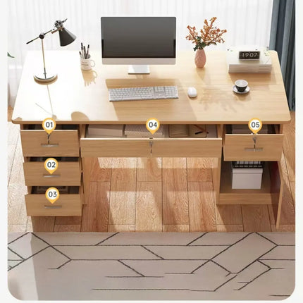 Office Desk – Scratch-Resistant Wooden Desk with Lockable Multi-Drawers for Home/Office (120×60×74cm)