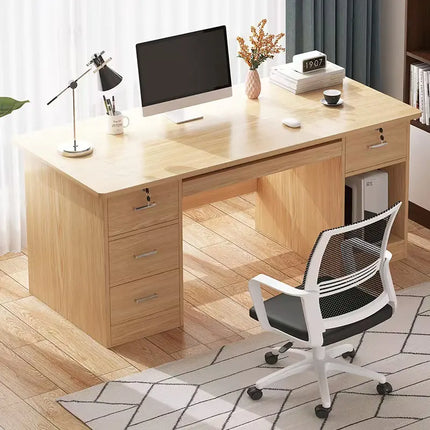 Office Desk – Scratch-Resistant Wooden Desk with Lockable Multi-Drawers for Home/Office (120×60×74cm)