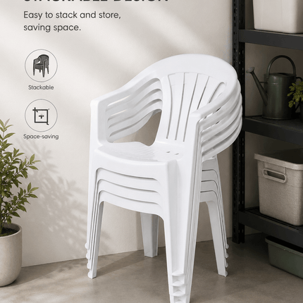 Outdoor Plastic Arm Chair – Stackable
