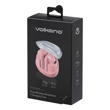 Volkano Pure Pods TWS Earphones  - Pink