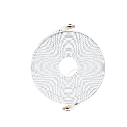 VolkanoX Giga series  Cat 7 flat Ethernet cable - white, gold tips - 25m