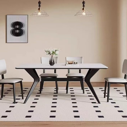 Modern Rectangular White Dining Table – Ideal for Living Room, Restaurant, or Apartment Use
