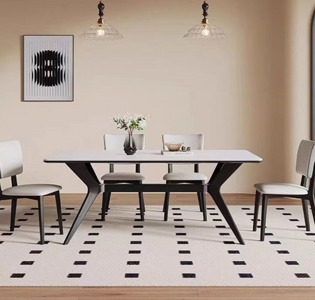 Modern Rectangular White Dining Table – Ideal for Living Room, Restaurant, or Apartment Use