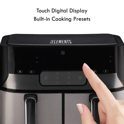 KB Elements Double Basket Air Fryer 4.5L + 4.5L with Digital Touch Screen, Adjustable Temperature, and Overheat Protection