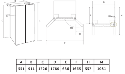 American Style Free Standing Refrigerator | 505Ltrs | 180cm | Non Frost