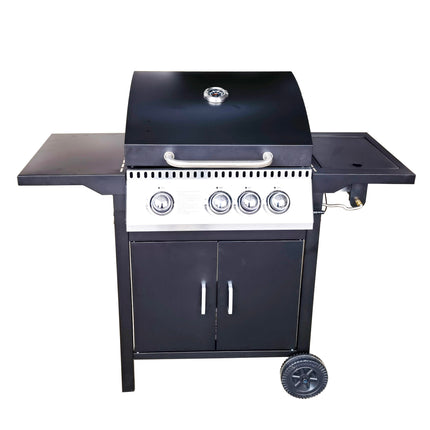 Barbecue 3+1 Burner Gas Grill with Large Cooking Area, Side Burner, and Porcelain Enamel Coated Grates