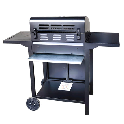 Barbecue 3+1 Burner Gas Grill with Large Cooking Area, Side Burner, and Porcelain Enamel Coated Grates