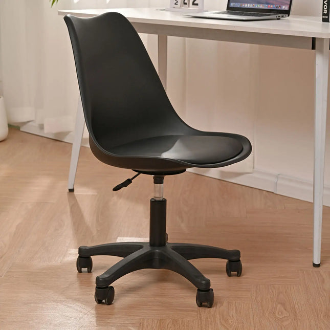 Nordic Student Chair – Swivel Adjustable Chair for Office/Bedroom (White / Black)