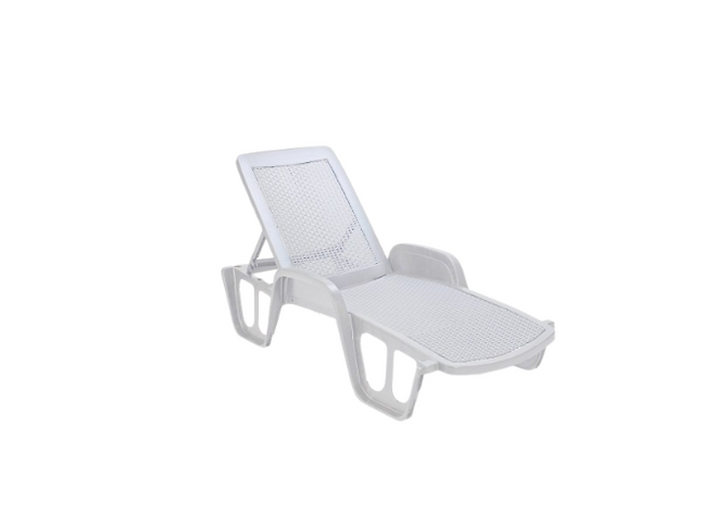 POOL Stackable Sun Lounge | White | 5-Position Adjustable | 71 x 192 x 100 cm