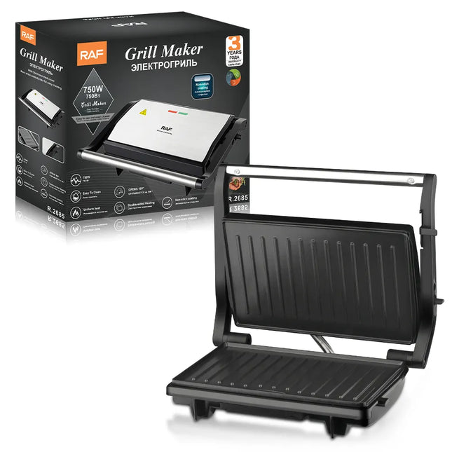 Grill Maker | Non-Stick coating | 750W | Easy To Clean | Opens 180 | uniform heat
