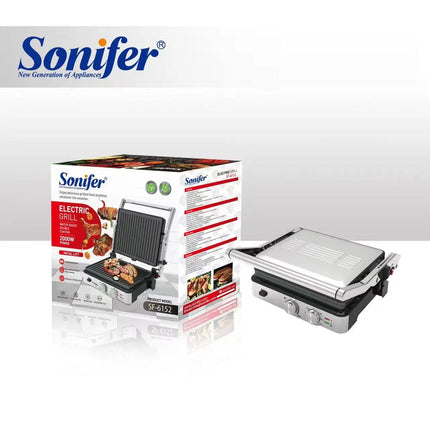 Sonifer Electric Grill | 2000W | 180 Degree Open | Overheat Safety Protection | Timer Control