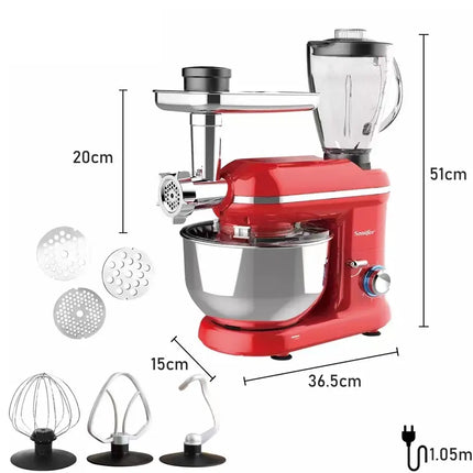 Sonifer 3-in-1 Stand Mixer | 1050W | 5.5L Stainless Steel Bowl | 6-Speeds