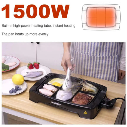 Sonifer Multi-zone Electric Grill | Non-Stick | Coated Multi Plate | Cooker Inside | Detachable adjustable thermostat