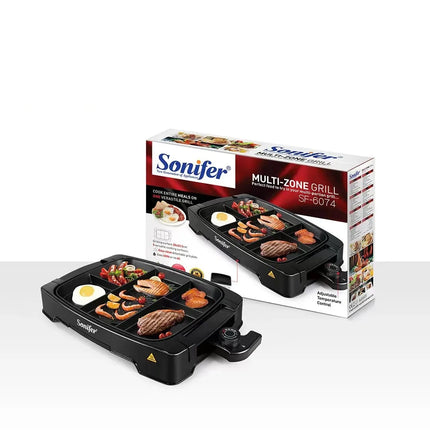 Sonifer Multi-zone Electric Grill | Non-Stick | Coated Multi Plate | Cooker Inside | Detachable adjustable thermostat