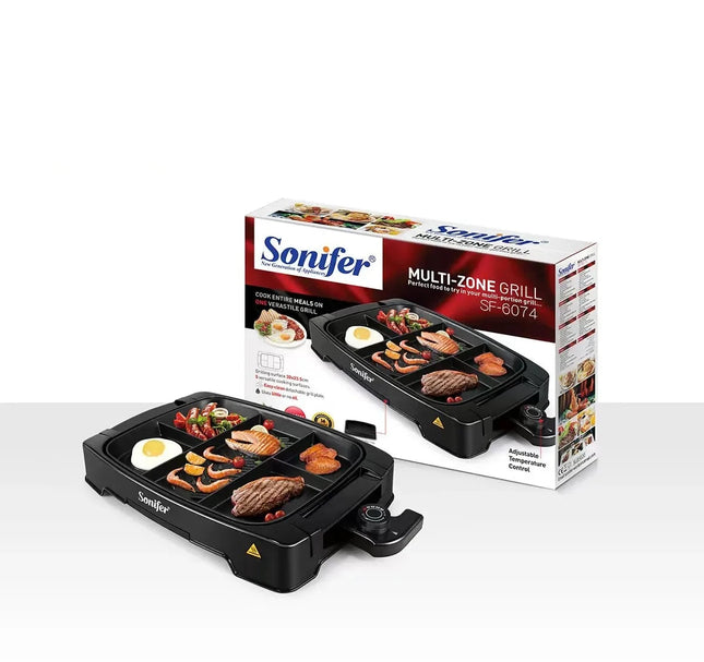 Sonifer Multi-zone Electric Grill | Non-Stick | Coated Multi Plate | Cooker Inside | Detachable adjustable thermostat