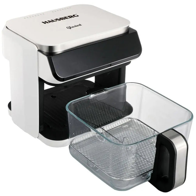 Air Fryer Hausberg HB-2343AB, 6.5L, Glass Basket, 12 Programs, Touchscreen, 1200W-1400W, 65-200°C, White