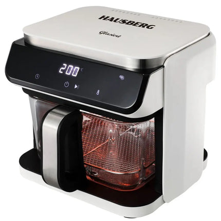 Air Fryer Hausberg HB-2343AB, 6.5L, Glass Basket, 12 Programs, Touchscreen, 1200W-1400W, 65-200°C, White