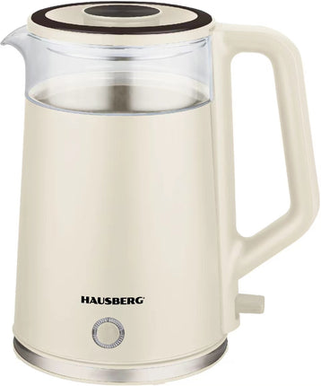 Hausberg ELECTRIC PLASTIC COATED GLASS KETTLE White