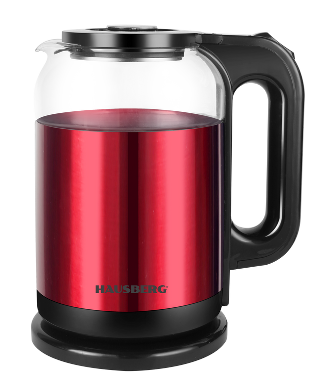 HAUSBERG ELECTRIC STAINLESS STEEL COATED GLASS KETTLE