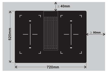 INDUCTION COOKTOP 72CM WITH DOWNDRAFT HOOD – 4 Zones, 9 Power Levels, Booster Zones, Timer, Safety Switch Off, 7.2 kW Power, 750 M³/hr Airflow