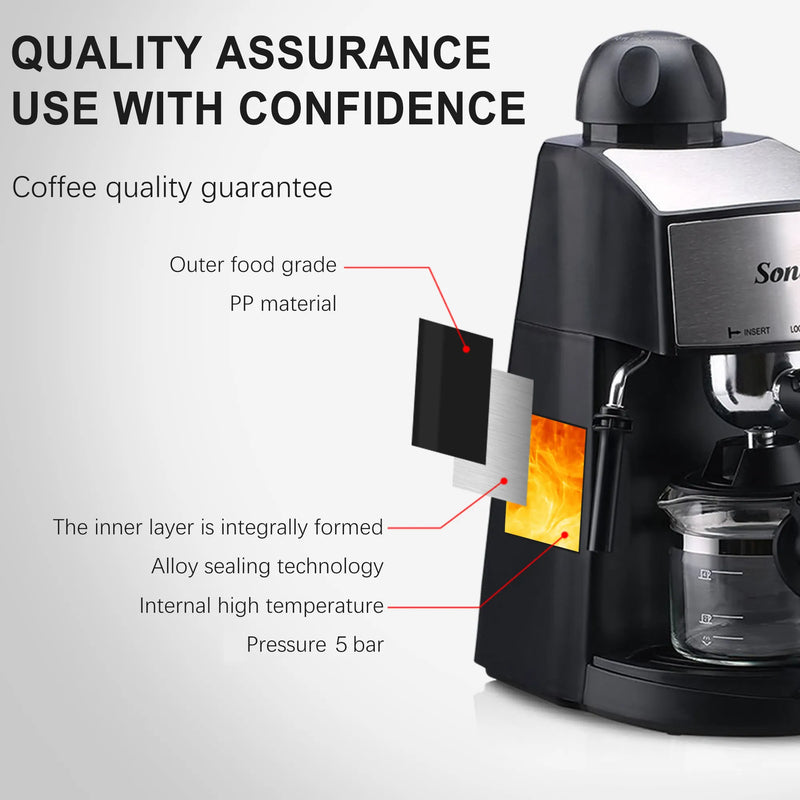 Sonifer Automatic Espresso - Coffee Maker | 3.5Bar | 220V | 240ML