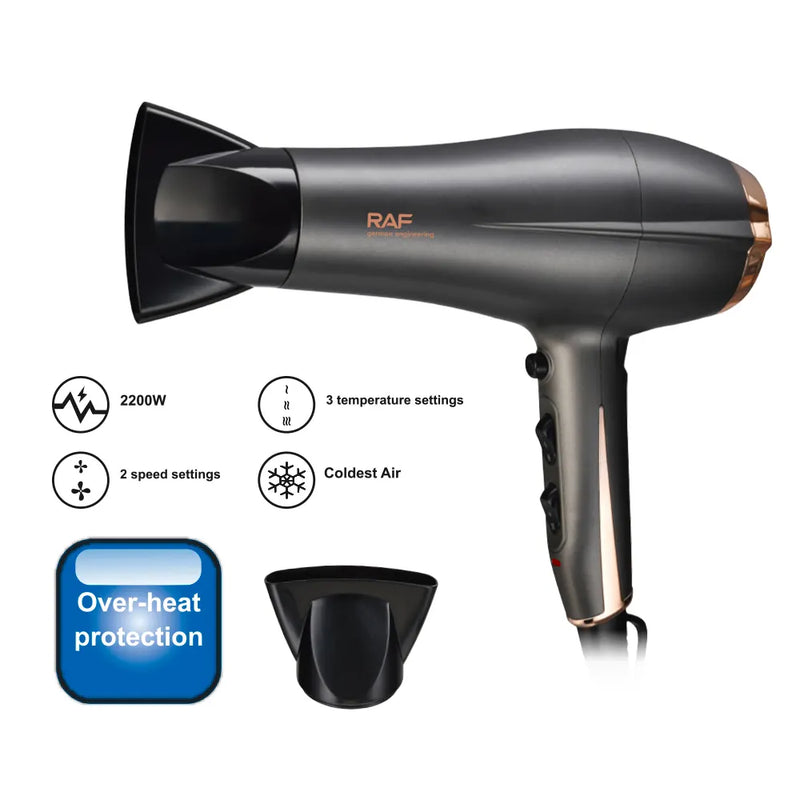 RAF Ionic Hair Dryer | 2200W | 2 Speeds | 3 Heat Setting | Cool Air Function