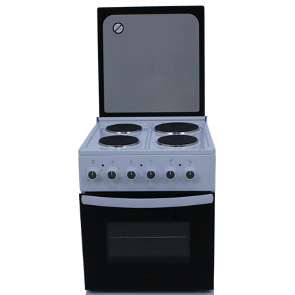 FREESTANDING WHITE ELECTRIC OVEN WITH 4 HOT PLATES  60 x 60 cm