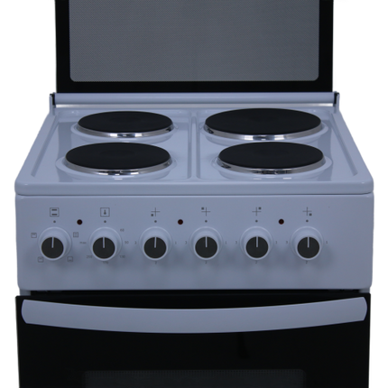 FREESTANDING WHITE ELECTRIC OVEN WITH 4 HOT PLATES  60 x 60 cm