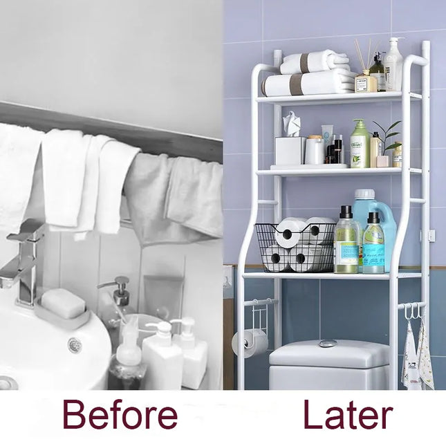 Bathroom Storage Rack | Floor Standing Bathroom Shelf | (92×37×55cm) | White