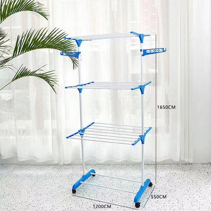 Freestanding Clothes Drying Rack | Extendable Metal Wardrobe Organizer | (120×55×165cm) | Blue