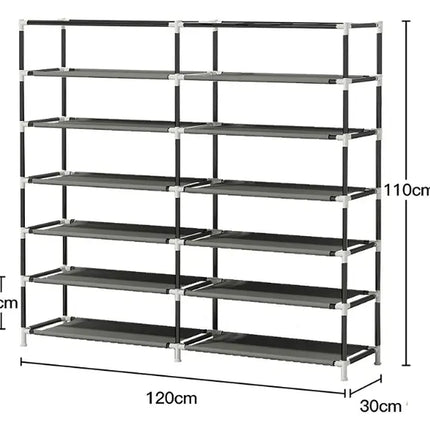 Double Shoe Rack | 6-Layer Dustproof Shoe Cabinet | (118×30×120cm) | Black