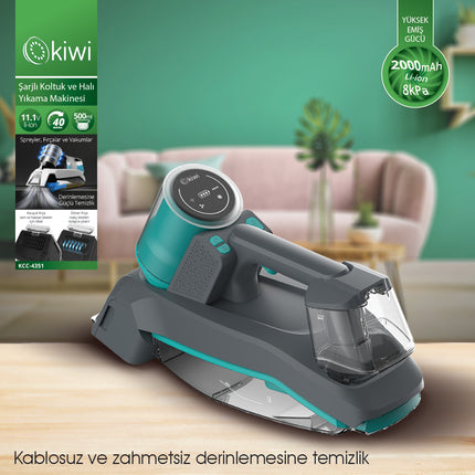 Kiwi Cordless Rechargeable Carpet Cleaner | 60W | 300ml Clear Water Tank Capacity | 500ml Dirty Water Tank Capacity