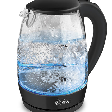 Kiwi Glass Kettle 1.8L with LED Light and 360° Rotary Base