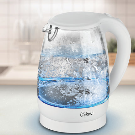 Kiwi Glass Kettle 1.8L with LED Light and 360° Rotary Base