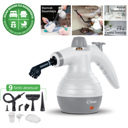 Kiwi Steam Cleaner | 1000W | 300ml Water Tank Capacity | Remove 99.99% of common household bacteria