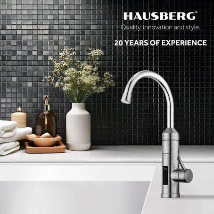 Instant Electric Kitchen Faucet HAUSBERG HB-F5010, 3600W, LED Temperature Display, Sink Mounting, Stainless Steel