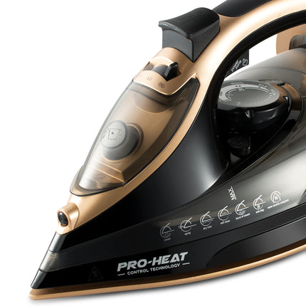 RAF Electric Steam Iron | 2600W | Vertical Steaming | Gold Ceramic bottom |  Thermostat Controlled