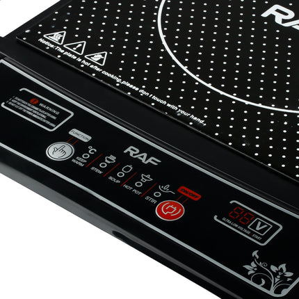 RAF Induction Cooker | 2000W | Ceramic Cooktop | 5 Functions | Key Control |  Large Firepower | Pattern Cooking