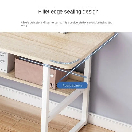 Wooden Office Desk with Shelf | Metal Frame | Modern Minimalist | 100×45×72cm / 120×45×72cm