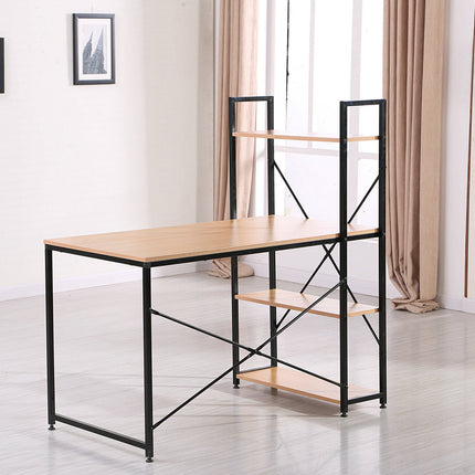 Computer Table with Bookshelf | Integrated Bookshelf Storage | Wood + Metal Frame | 120×60×120cm