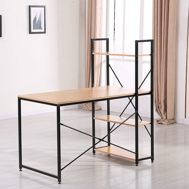 Computer Table with Bookshelf | Integrated Bookshelf Storage | Wood + Metal Frame | 120×60×120cm