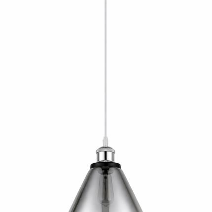 Modern Chrome Cone Pendant Light with Smoked Glass Shade