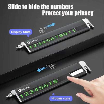 Prochimps Temporary Car Parking Card | Magnetic Luminous Numbers, Visible in the Dark | Seat Belt Cutter | Digital Hidden, Only a Slip to Protect Privacy