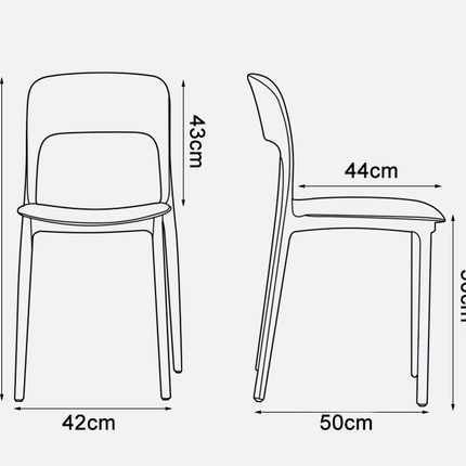 Outdoor Plastic Chair | Stackable| 42 x 44 x 83 cm | Black/Grey